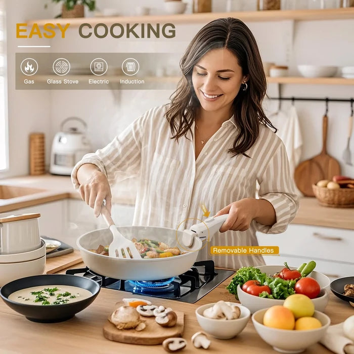 20 Piece Ceramic Pots and Pans Set Non Stick, Cookware