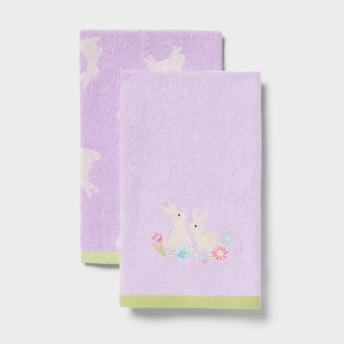 2pk Easter Bunny Hand Towel Set Purple