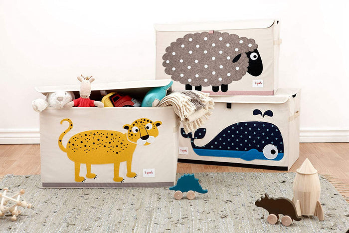 3 Sprouts Fabric Toy Chest - Orange Leopard