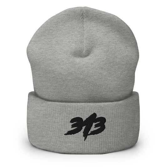 313 Black - Embroidered Cuffed Beanie