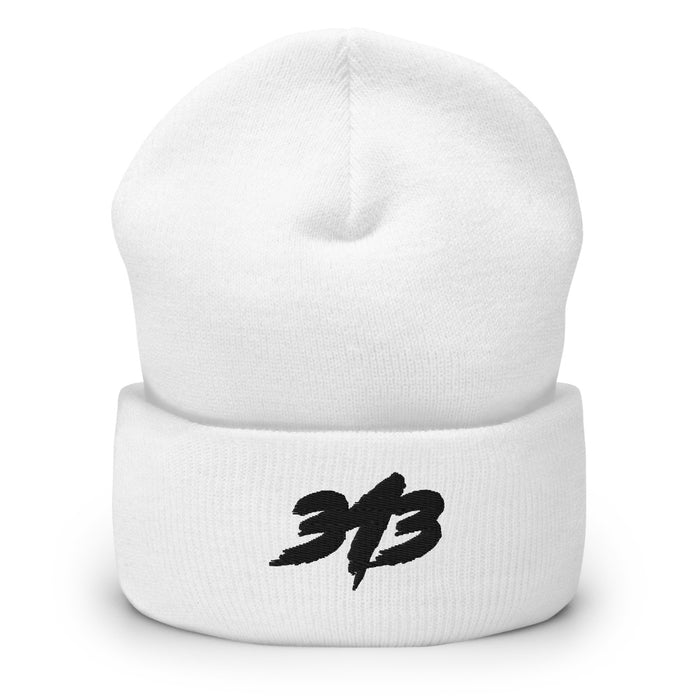 313 Black - Embroidered Cuffed Beanie