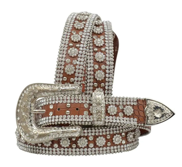 3D Flower Girl Gator Leather Belt - Womens Belt - Hatcountry
