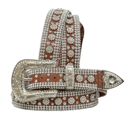 3D Flower Girl Gator Leather Belt - Womens Belt - Hatcountry