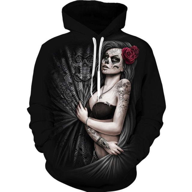 3D Skulls & Graphic Horror Printed Hoodies - List 1