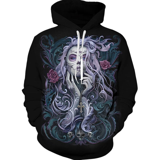 3D Skulls & Graphic Horror Printed Hoodies - List 1
