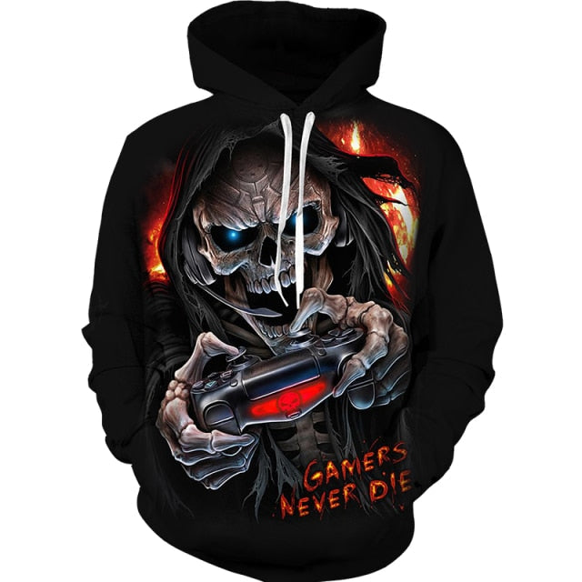 3D Skulls & Graphic Horror Printed Hoodies - List 1