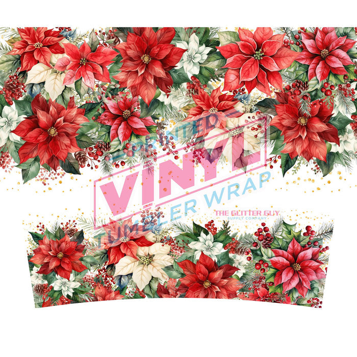 40 oz Tumbler Wrap - UVDTF Ink Transfers - Christmas Flowers | UVDTF from The Glitter Guy