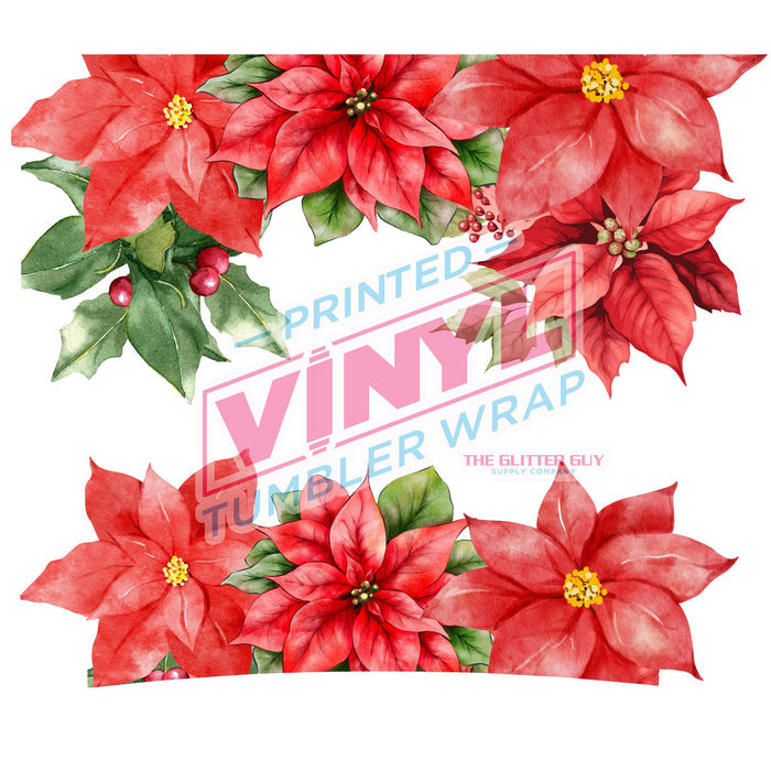 40 oz Tumbler Wrap - UVDTF Ink Transfers - Poinsetta | UVDTF from The Glitter Guy