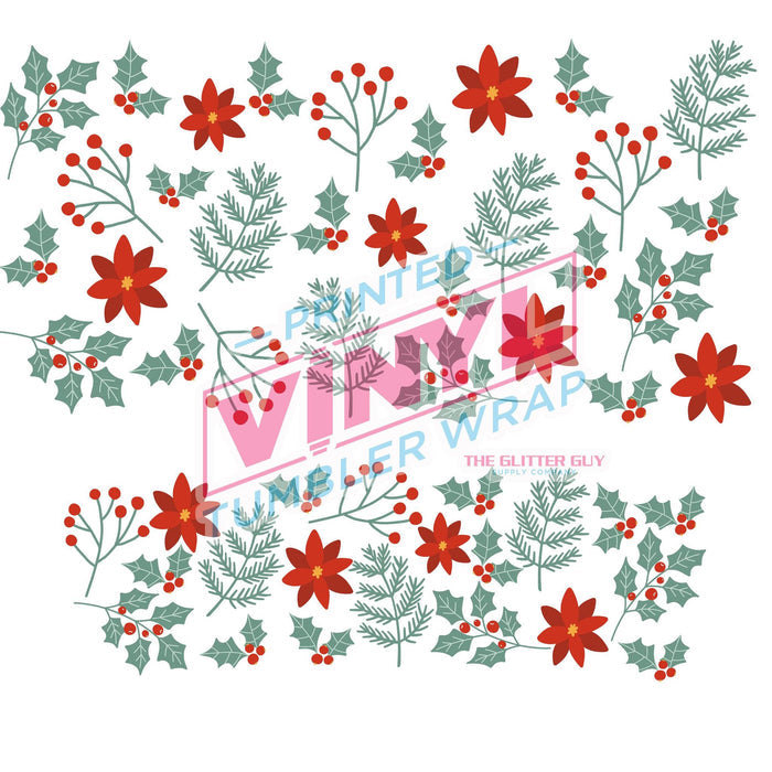 40 oz Tumbler Wrap - UVDTF Ink Transfers - Simple Christmas Florals | UVDTF from The Glitter Guy