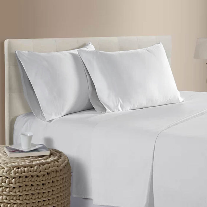 400TC Bamboo Cotton Sheet Set - White - DOUBLE SIZE