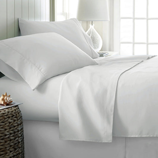 400TC Cotton Sateen Sheet Set - KING SIZE - White