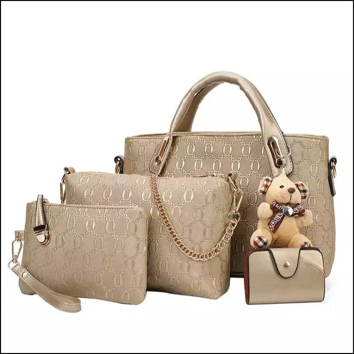 4Pcs/Set Elegant Ladies Bear Pendant Handbag/Shoulder Bag