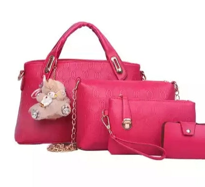 4Pcs/Set Elegant Ladies Bear Pendant Handbag/Shoulder Bag