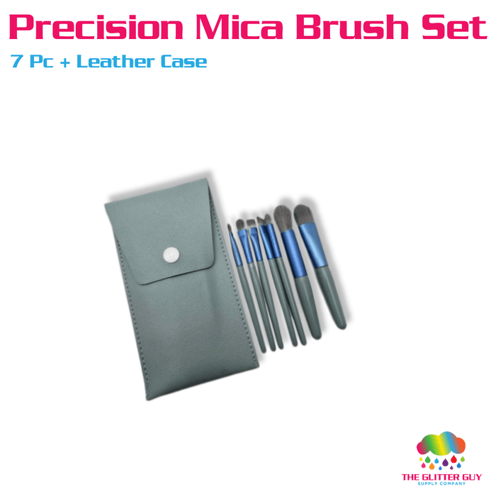 7 Piece Precision Mica Brush Set w/ Leather Case | Accessory from The Glitter Guy