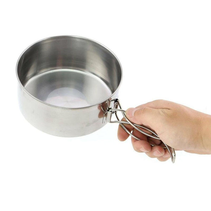 8pcs Camping Pot Set - Stainless Steel Tableware/Cookware