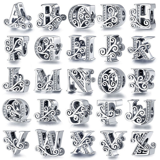 925 Sterling Silver Letter/Alphabet A-Z Charms For Bracelet