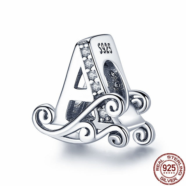 925 Sterling Silver Letter/Alphabet A-Z Charms For Bracelet