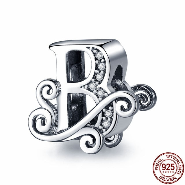 925 Sterling Silver Letter/Alphabet A-Z Charms For Bracelet