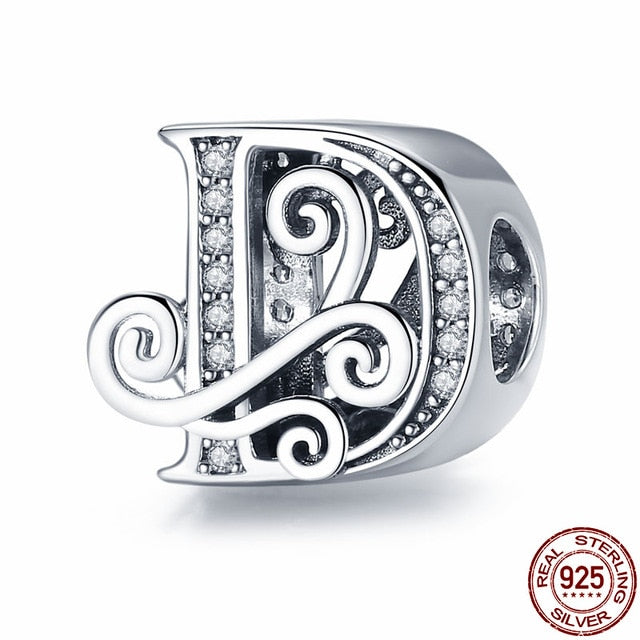 925 Sterling Silver Letter/Alphabet A-Z Charms For Bracelet