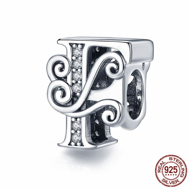925 Sterling Silver Letter/Alphabet A-Z Charms For Bracelet