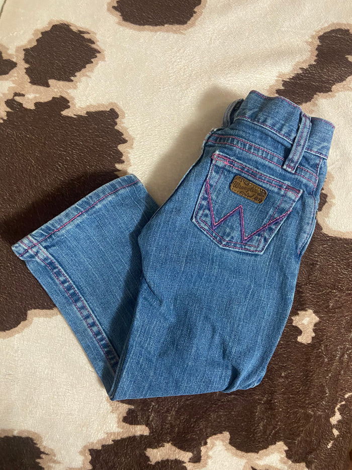 Vintage Wrangler Pink Stitch Toddler Girls Jeans, Size 4T - Deer Creek Mercantile