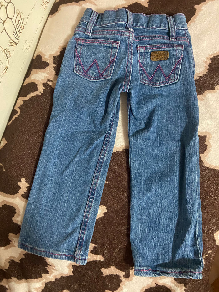 Vintage Wrangler Pink Stitch Toddler Girls Jeans, Size 4T - Deer Creek Mercantile