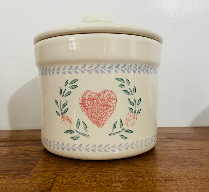 Vintage Pink Heart Canister Crock - Deer Creek Mercantile