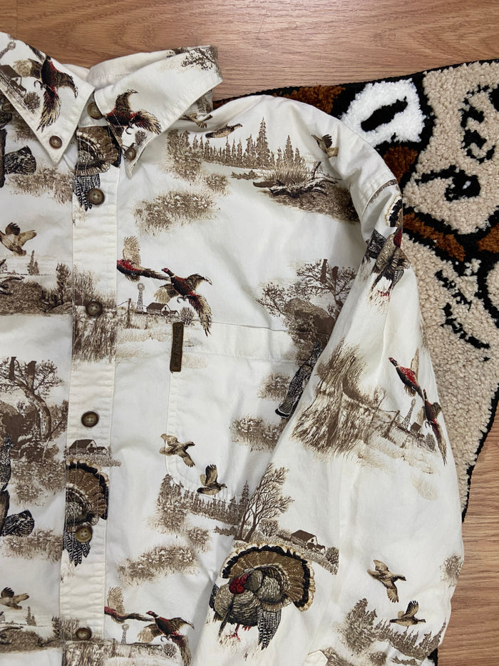 Vintage Magellan Wild Turkey Birds Button Up Shirt, Size Large - Deer Creek Mercantile