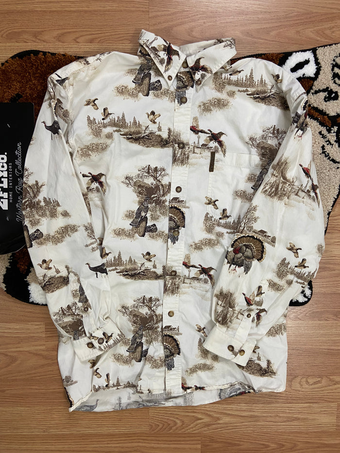 Vintage Magellan Wild Turkey Birds Button Up Shirt, Size Large - Deer Creek Mercantile