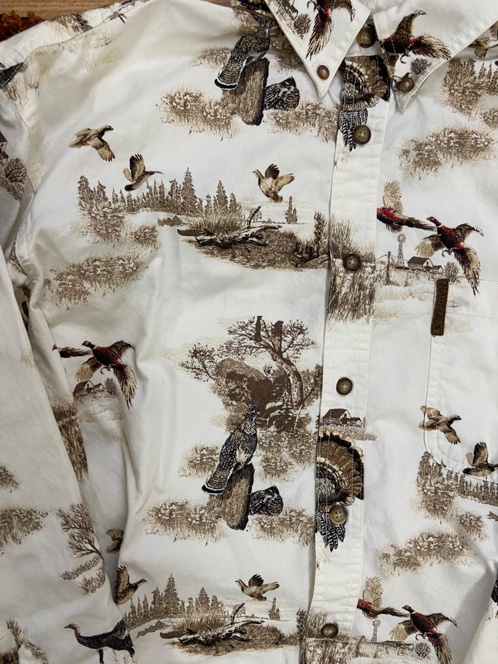Vintage Magellan Wild Turkey Birds Button Up Shirt, Size Large - Deer Creek Mercantile