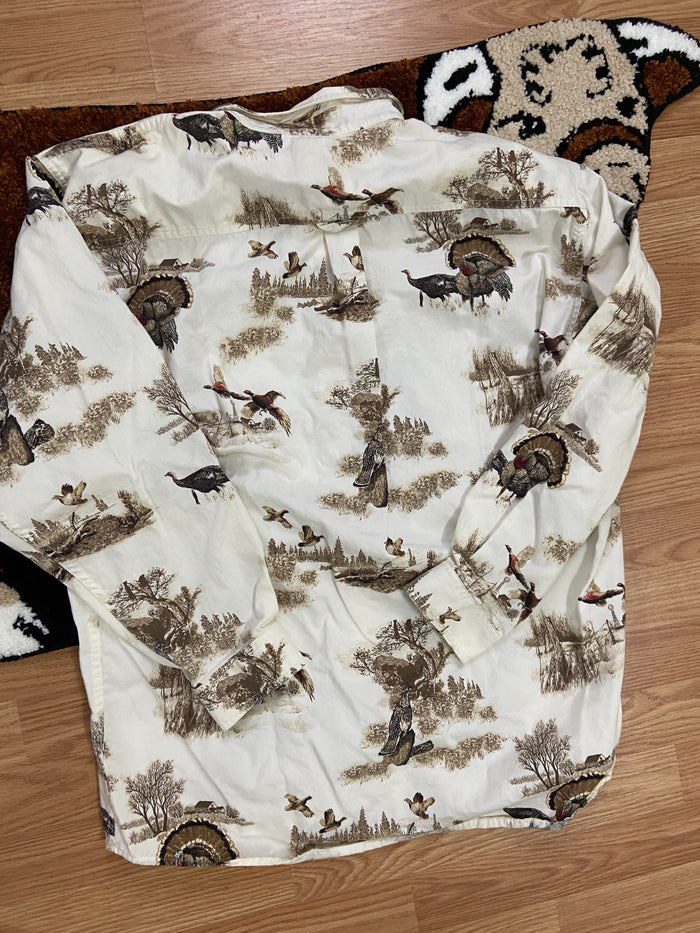Vintage Magellan Wild Turkey Birds Button Up Shirt, Size Large - Deer Creek Mercantile
