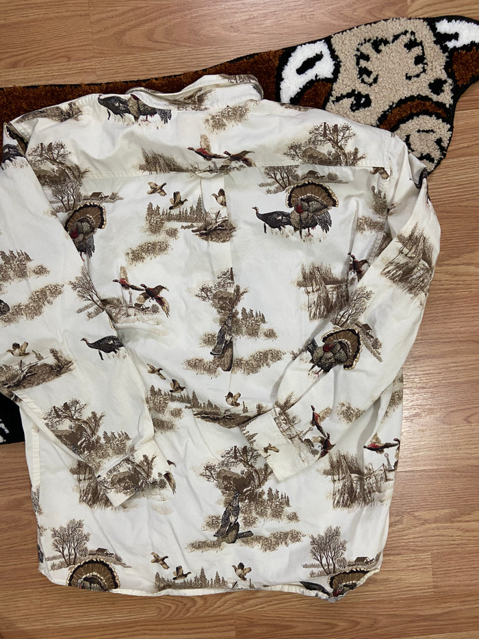 Vintage Magellan Wild Turkey Birds Button Up Shirt, Size Large - Deer Creek Mercantile