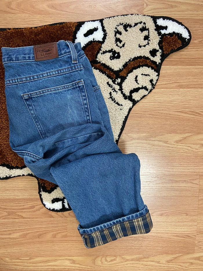 Vintage L.L. Bean Plaid Flannel Lined Denim Jeans, Size 32x32 - Deer Creek Mercantile