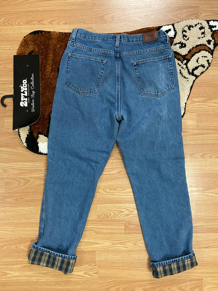 Vintage L.L. Bean Plaid Flannel Lined Denim Jeans, Size 32x32 - Deer Creek Mercantile