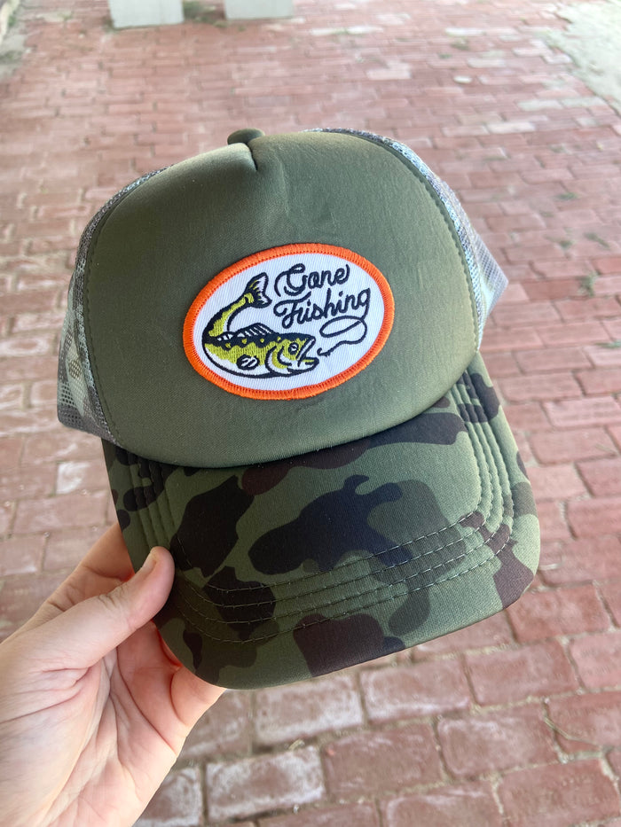 Gone Fishing Camo Trucker Hat - Deer Creek Mercantile