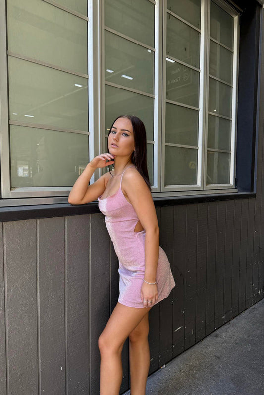 Abby Mini Dress - Pink Shimmer - Runway Goddess