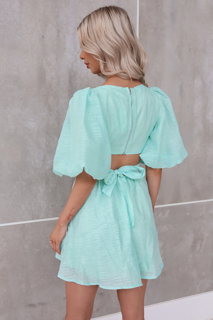 Abigail Mini Dress - Aqua Green - Runway Goddess