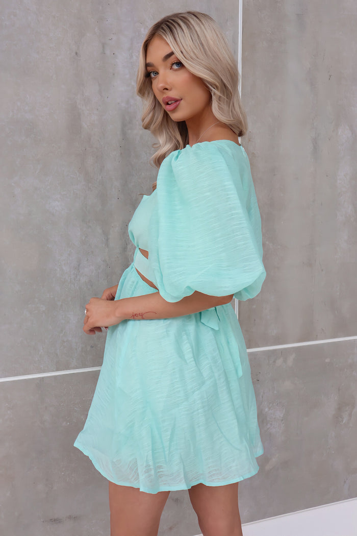 Abigail Mini Dress - Aqua Green - Runway Goddess