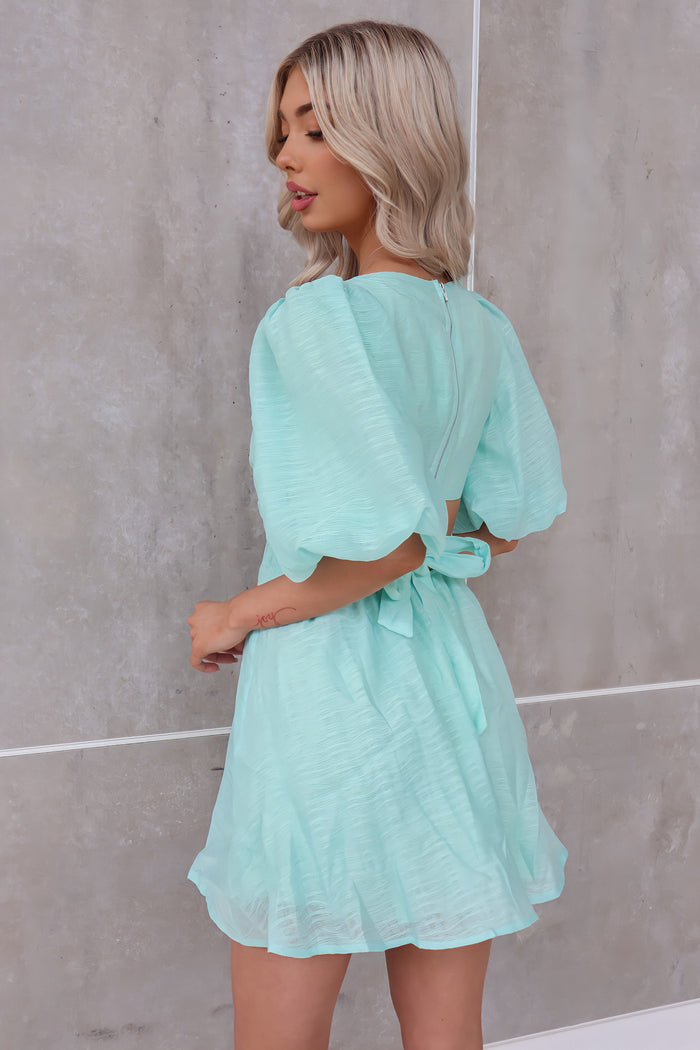 Abigail Mini Dress - Aqua Green - Runway Goddess