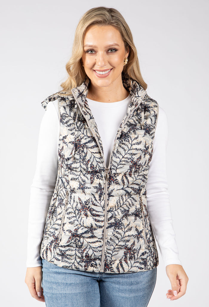 Abstract Print Quilted Gilet