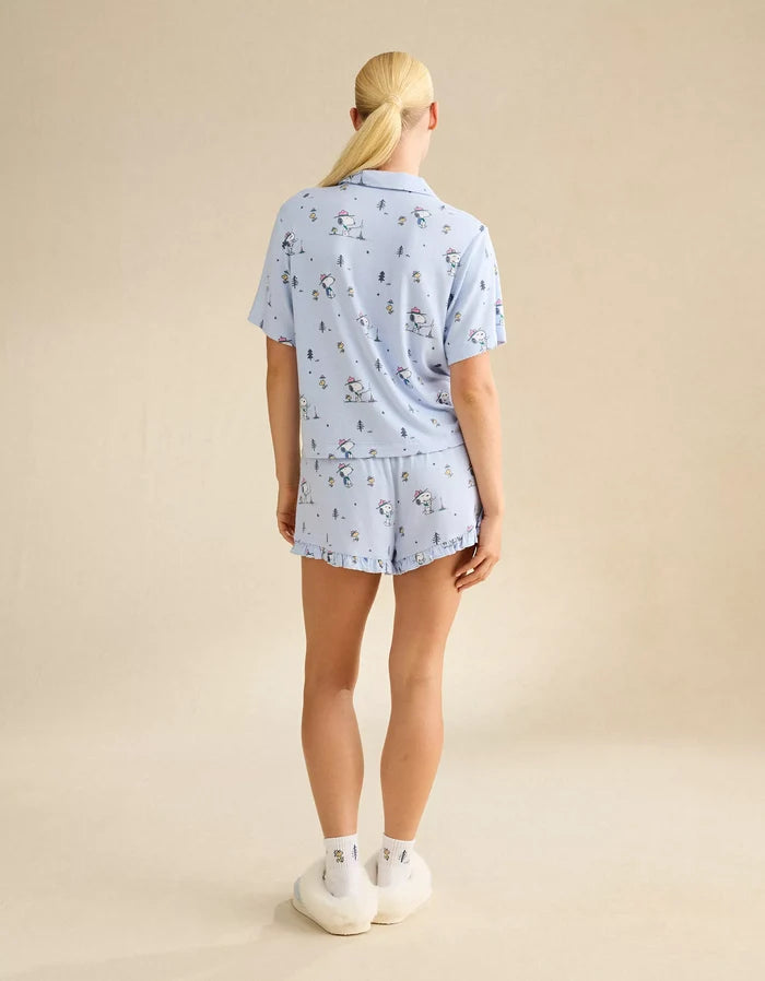AE Luxe Plush Snoopy Button-Up PJ Set