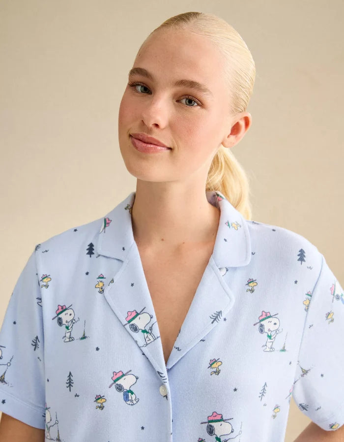 AE Luxe Plush Snoopy Button-Up PJ Set