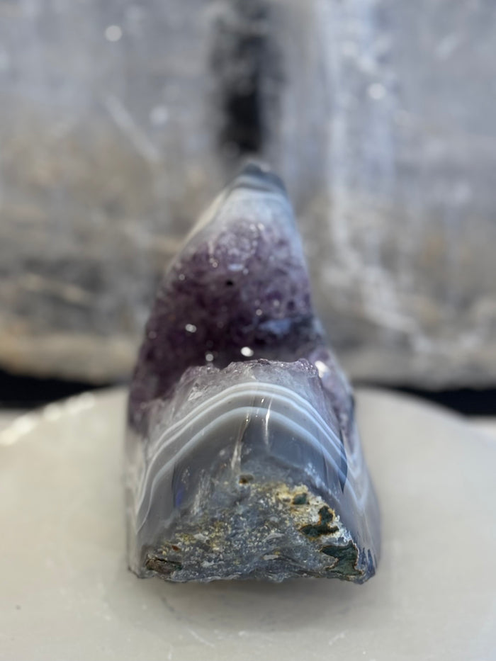 Agate with Amethyst Cluster