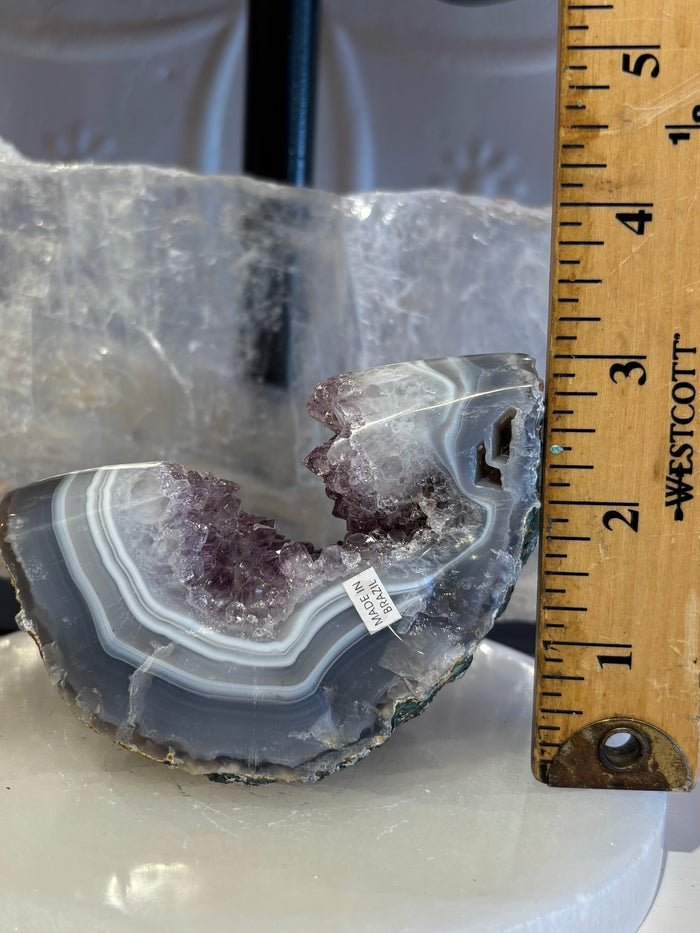 Agate with Amethyst Cluster