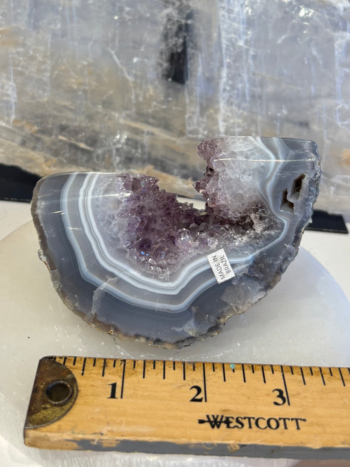 Agate with Amethyst Cluster