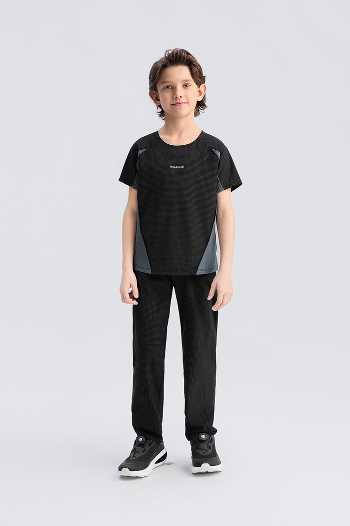 Air Supply Color Blocking Sports Tee **Charcoal Black**