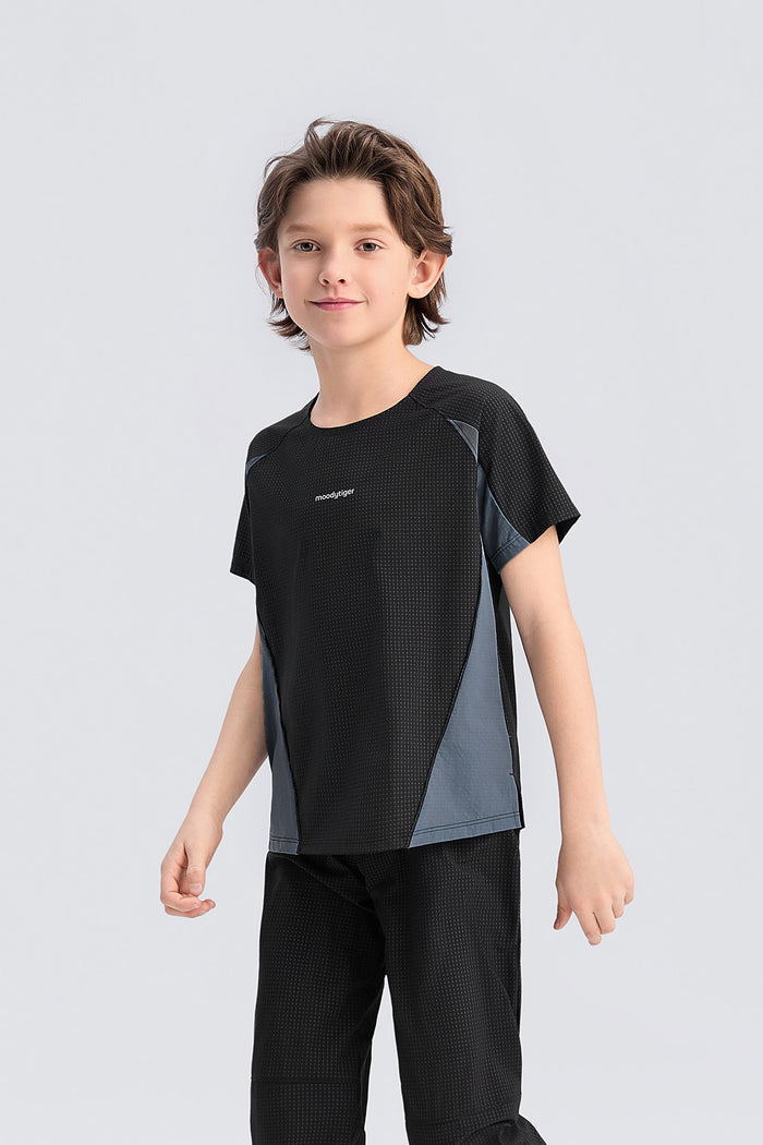 Air Supply Color Blocking Sports Tee **Charcoal Black**