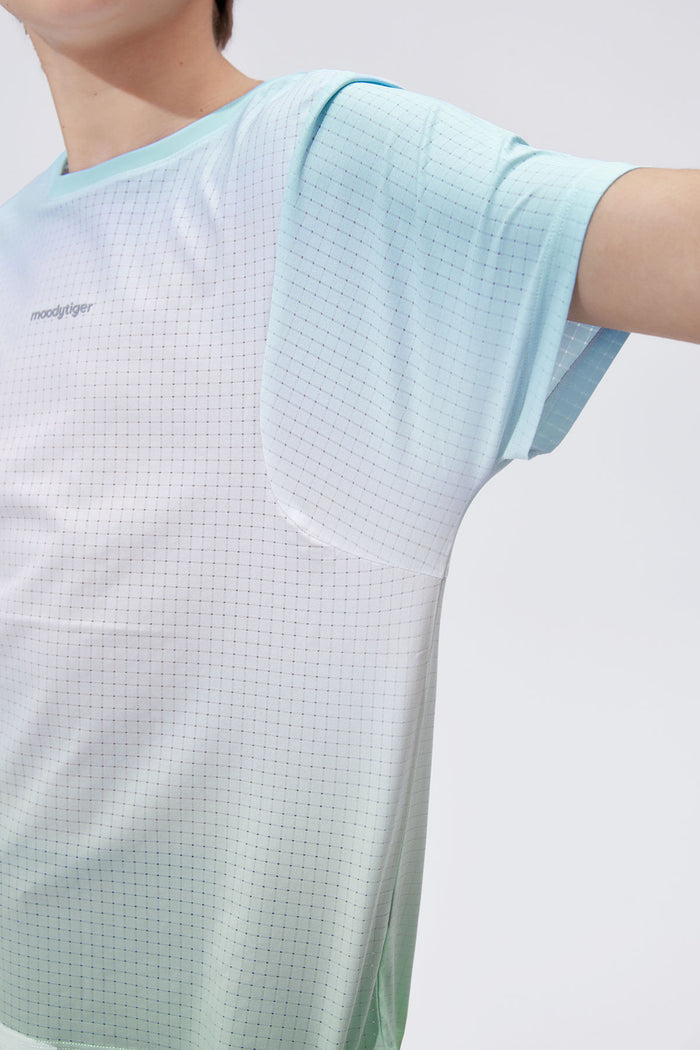 Air Supply Gradient Short Sleeve **Spectrum White Cyan**