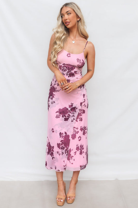 Akira Midi Dress - Pink Floral - Runway Goddess