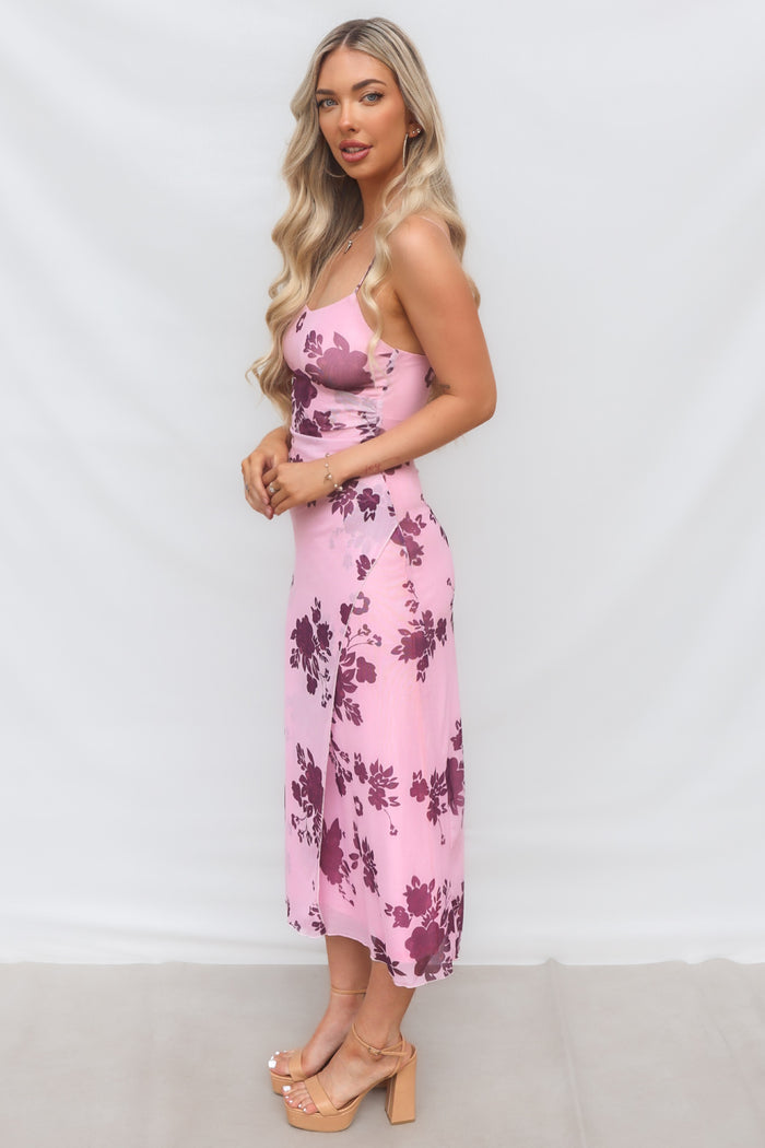 Akira Midi Dress - Pink Floral - Runway Goddess